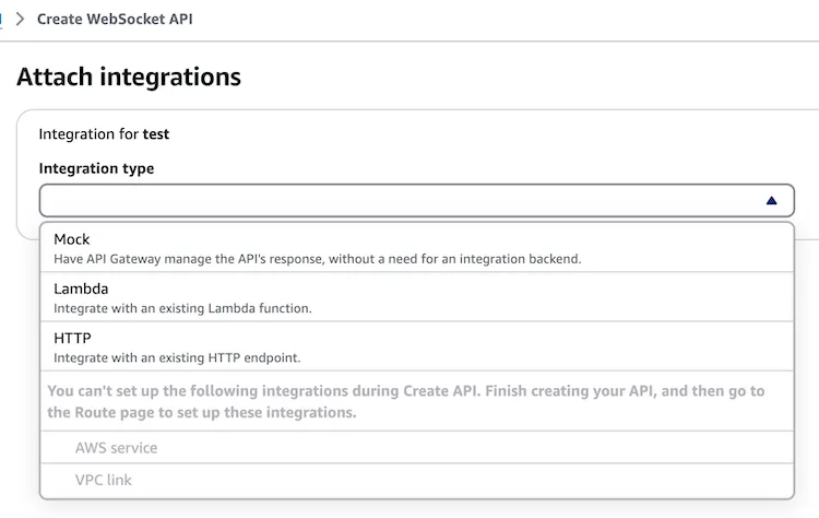 web socket integration options