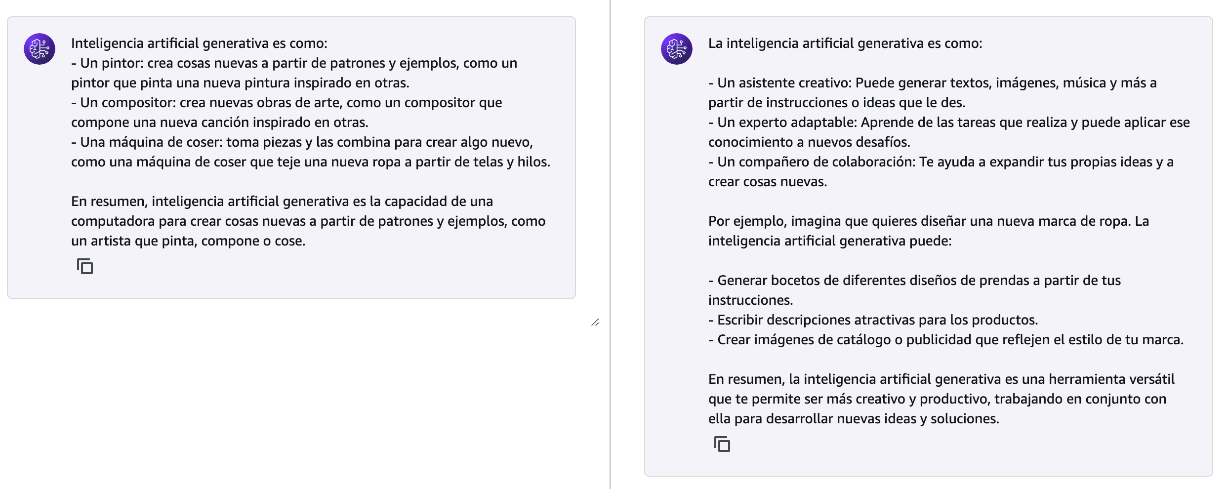 compare variants response