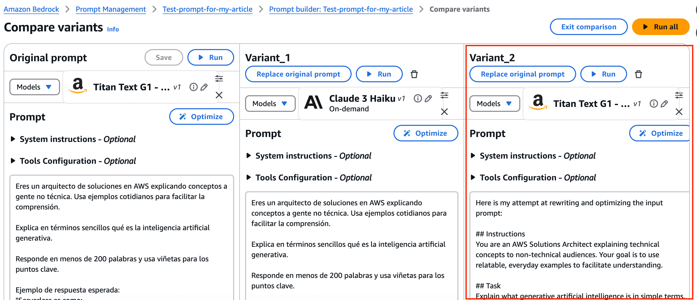 optimizing prompts done