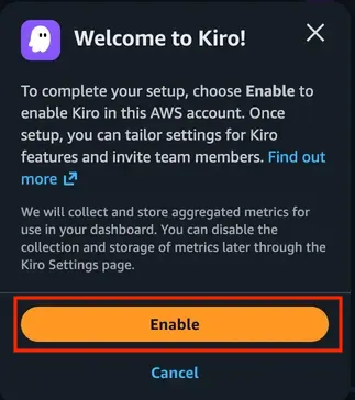 Enable Kiro in your AWS account