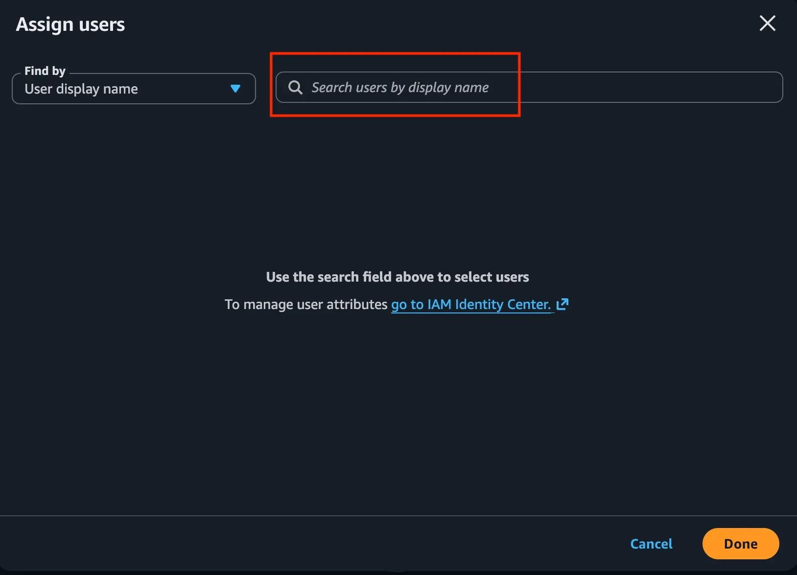 Search users to assign